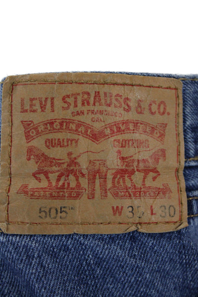 Levis Mens Mid Rise Zip Up Medium Wash Straight Leg Jeans Blue Size 35X30