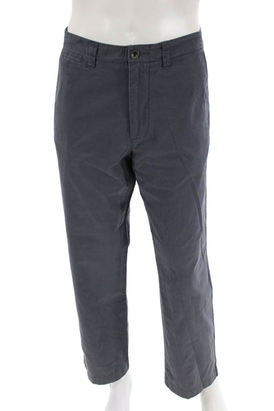 J Crew Mens Zip Up Straight Leg Khaki Pants Gravel Gray Cotton Size 33X30