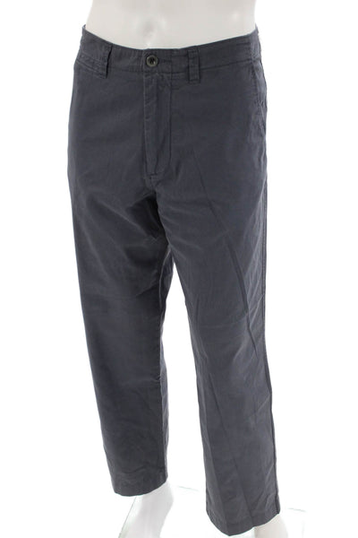 J Crew Mens Zip Up Straight Leg Khaki Pants Gravel Gray Cotton Size 33X30