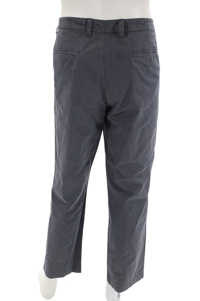 J Crew Mens Zip Up Straight Leg Khaki Pants Gravel Gray Cotton Size 33X30