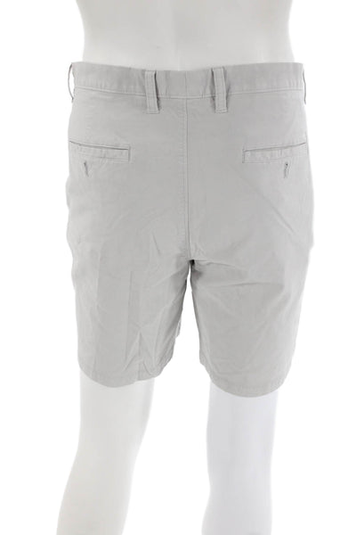 Johnnie-o Mens Mid Rise Zip Up Khaki Shorts Beige Cotton Blend Size 35