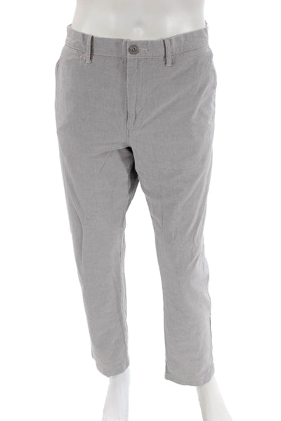 J Crew Mens Zip Up 770 Straight Leg Pants Gray Cotton Blend Size 35X32