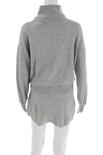 Spiritual Gangster Womens Long Sleeves Ribbed Hem Cinch Waist Romper Gray Size S