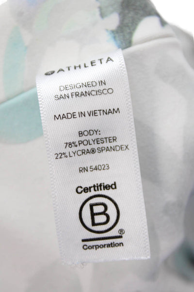 Athleta Womens Elastic Waistband High Rise Abstract Crop Leggings White Medium