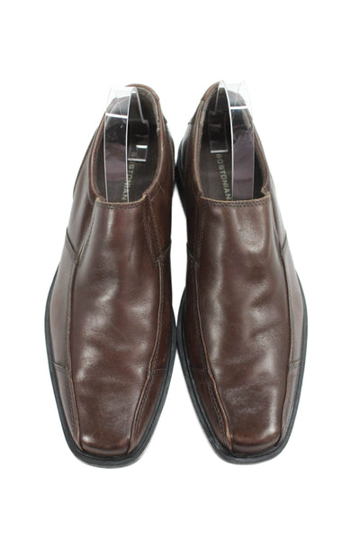 Bostonian Mens Leather Square Toe Slip-On Loafer Dress Shoes Brown Size 8