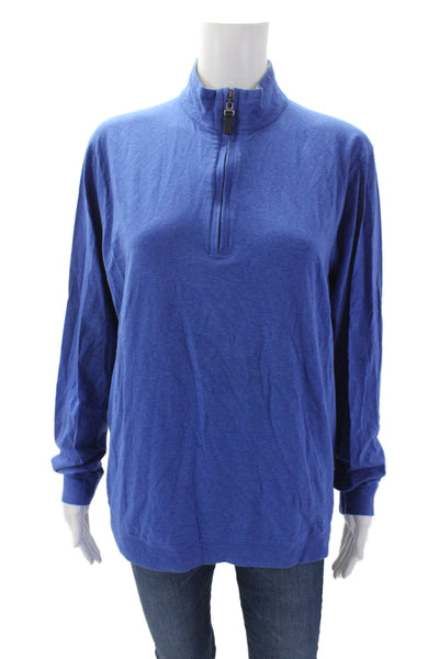 J. Mclaughlin Women's Long Sleeves Collared Basic T-Shirt Blue Size M