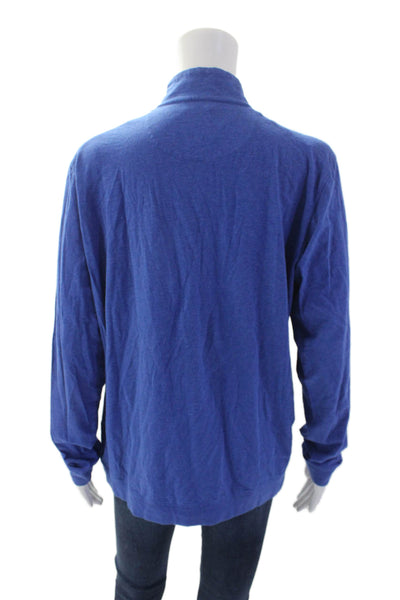 J. Mclaughlin Women's Long Sleeves Collared Basic T-Shirt Blue Size M