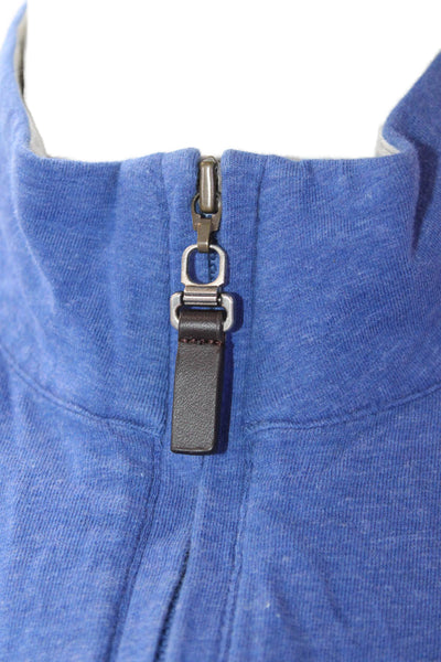 J. Mclaughlin Women's Long Sleeves Collared Basic T-Shirt Blue Size M