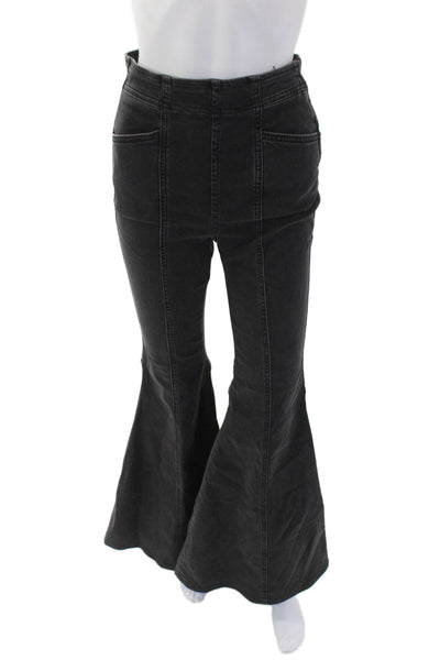We The Free Women's Zip Closure Flat Front Fitted Flare Leg Pants Black Size 25