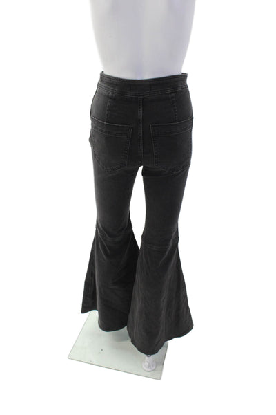 We The Free Women's Zip Closure Flat Front Fitted Flare Leg Pants Black Size 25