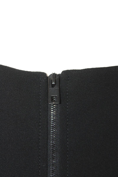 Rag & Bone Women's Round Neck Long Sleeves Leather Trim Mini Dress Black Size 4