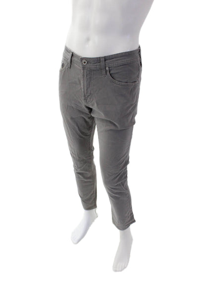 AG Men's Button Closure Five Pocket Straight Leg Casual Pants Gray Size 30