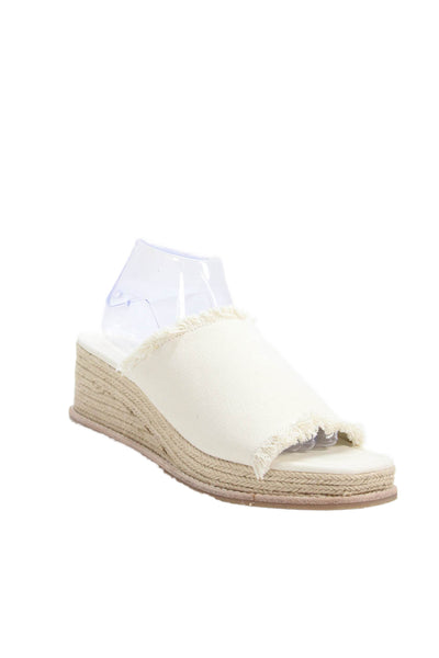 Splendid Women's Fringe Open Toe Wedge Espadrille Slide Sandal White Size 11