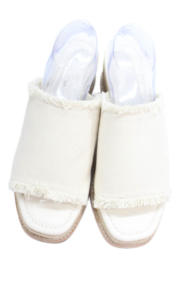 Splendid Women's Fringe Open Toe Wedge Espadrille Slide Sandal White Size 11