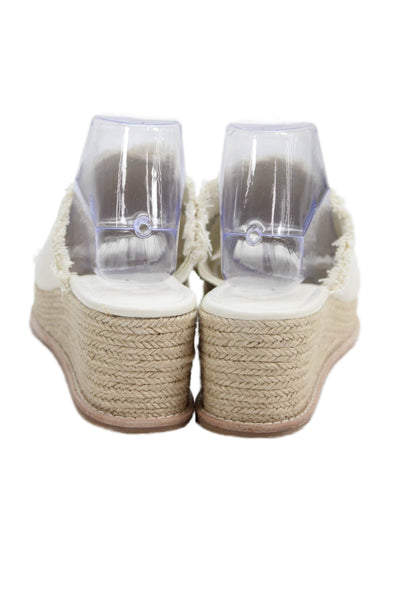 Splendid Women's Fringe Open Toe Wedge Espadrille Slide Sandal White Size 11