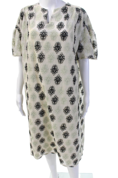 Masai Womens Geometric Layered Short Sleeve Sheath Dress White Size M