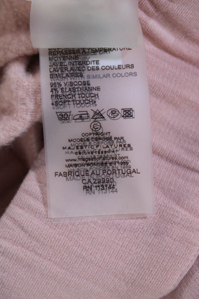 Majestic Filatures Womens High Waisted Elastic Waist Sweatpants Pink Size 1