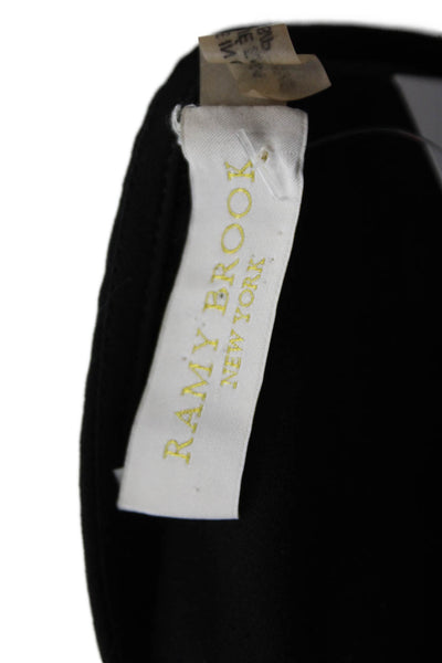 Ramy Brook Womens Silk Long Sleeve V-Neck Pullover Blouse Solid Black Size S