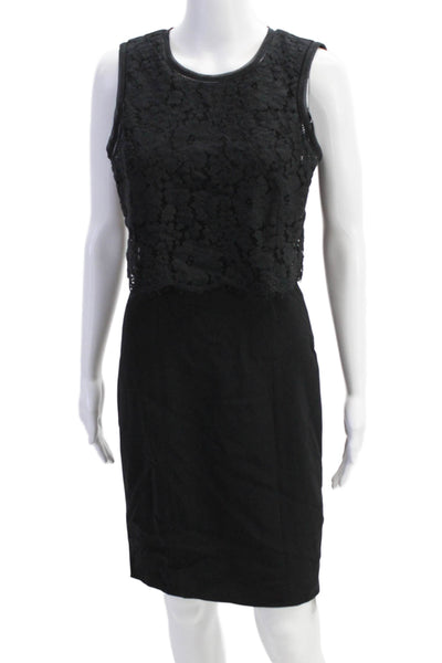 Rebecca Taylor Womens Short Sleeve Knee Length Pencil Dress Black Size 2