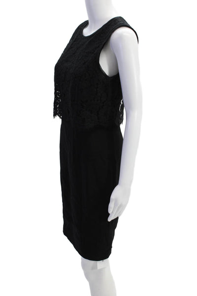 Rebecca Taylor Womens Short Sleeve Knee Length Pencil Dress Black Size 2