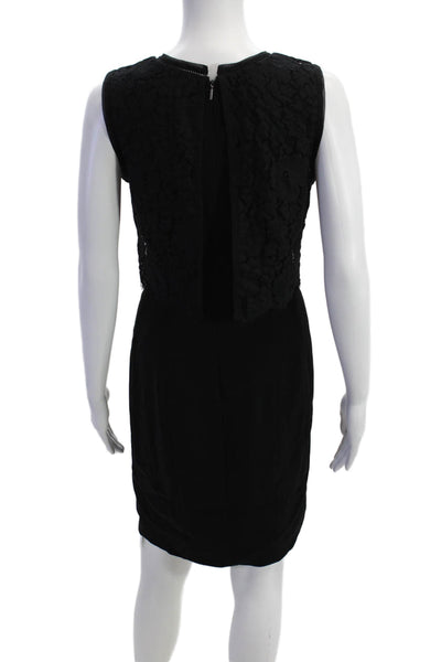 Rebecca Taylor Womens Short Sleeve Knee Length Pencil Dress Black Size 2