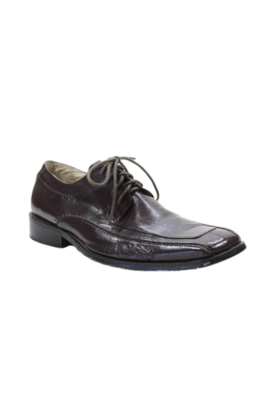 Bull Boxer Mens Leather Square Toe Lace Up Classic Dress Loafers Brown Size 8