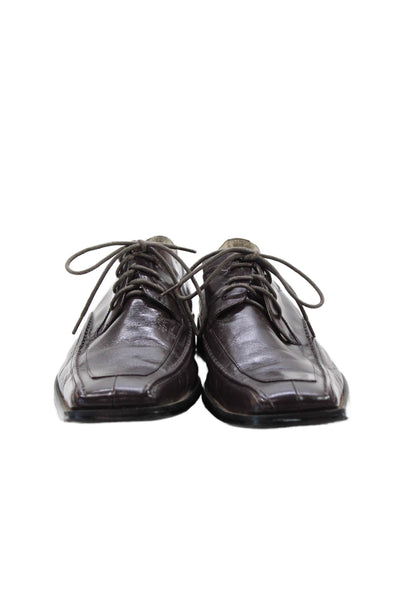 Bull Boxer Mens Leather Square Toe Lace Up Classic Dress Loafers Brown Size 8