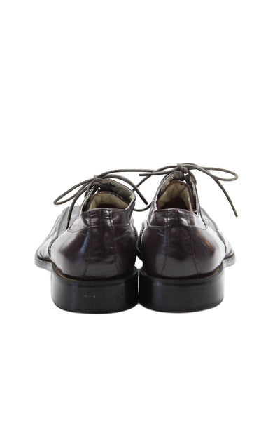 Bull Boxer Mens Leather Square Toe Lace Up Classic Dress Loafers Brown Size 8