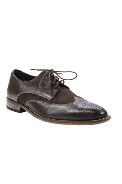 Stacy Adams Mens Leather Perforated Round Toe Lace Up Dress Loafers Brown Size 8