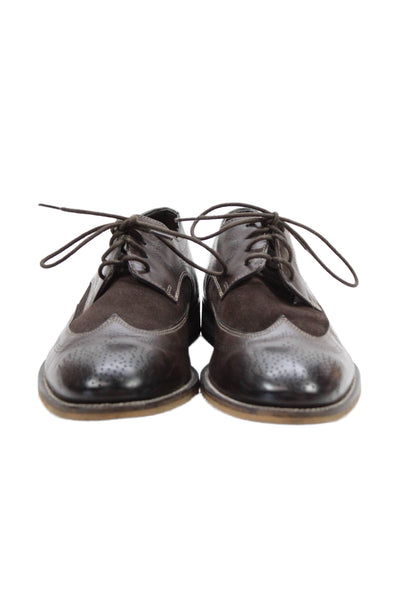 Stacy Adams Mens Leather Perforated Round Toe Lace Up Dress Loafers Brown Size 8