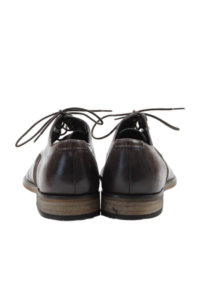 Stacy Adams Mens Leather Perforated Round Toe Lace Up Dress Loafers Brown Size 8