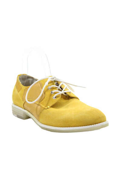 Calvin Klein Jeans Mens Suede Lace Up  Oxford Casual Dress Shoes Yellow Size 8