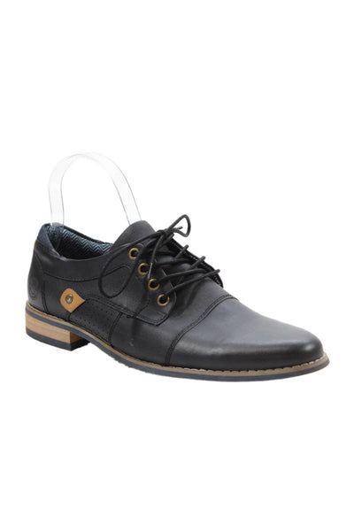 Bull Boxer Mens Perforated Round Toe Lace Up Classic Loafers Black Size 8