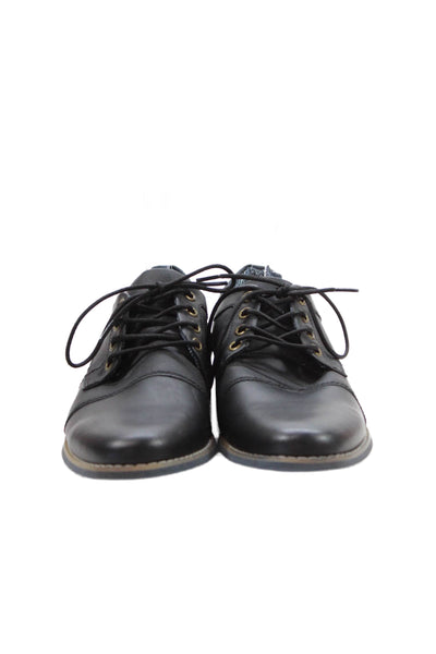 Bull Boxer Mens Perforated Round Toe Lace Up Classic Loafers Black Size 8