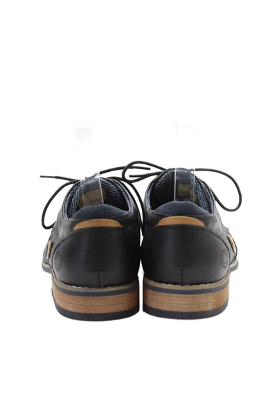 Bull Boxer Mens Perforated Round Toe Lace Up Classic Loafers Black Size 8