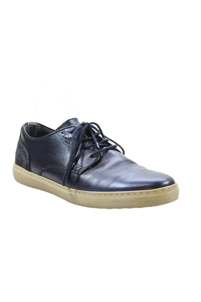 Bull Boxer Mens Leather Shiny Print Lace Up Comfort Loafers Blue Size 8