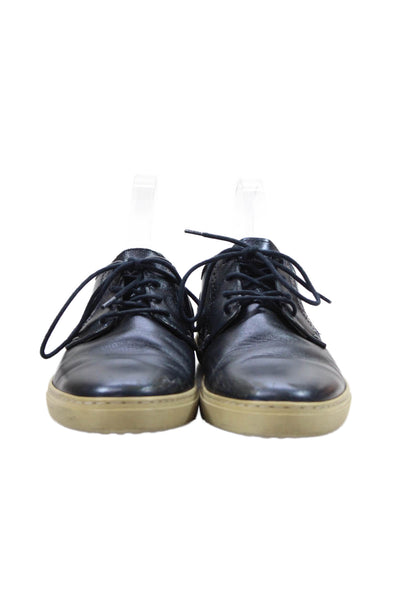 Bull Boxer Mens Leather Shiny Print Lace Up Comfort Loafers Blue Size 8