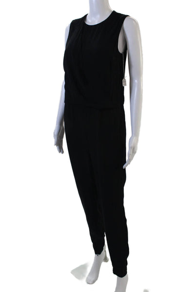 Theory Womens Sleeveless Zippered Round Neck Jumpsuit Solid Black Size S