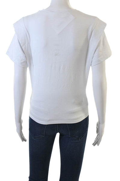 Ronny Kobo Womens Twisted Knot Short Sleeve Basic T-Shirt White Size S