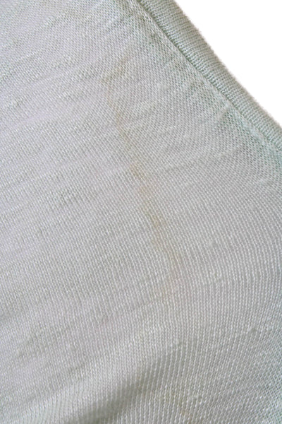 Sunday Womens Linen Low Back Detail Lace Trim Sheer Blouse Mint Green Size L