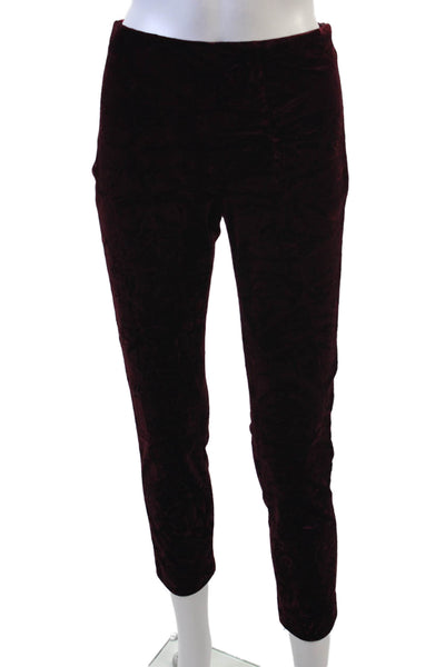 Opening Ceremony Womens Velvet Print High Waisted Ankle Leggings Red Size XS