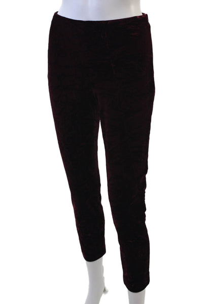 Opening Ceremony Womens Velvet Print High Waisted Ankle Leggings Red Size XS