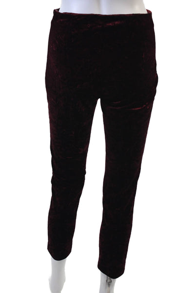 Opening Ceremony Womens Velvet Print High Waisted Ankle Leggings Red Size XS