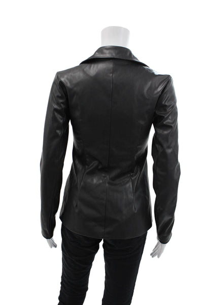 Superdown Women's Long Sleeves Tie Waist Faux Leather Jacket Black Size XXS