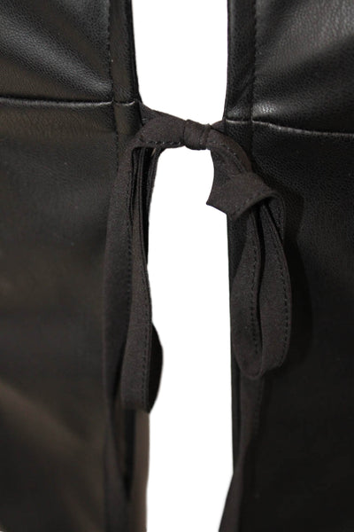 Superdown Women's Long Sleeves Tie Waist Faux Leather Jacket Black Size XXS