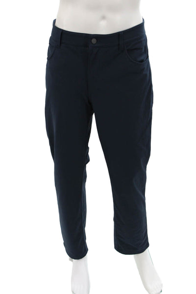 Johnnie-o Mens Textured Zip Button Straight Leg Dress Pants Navy Blue Size EUR 3