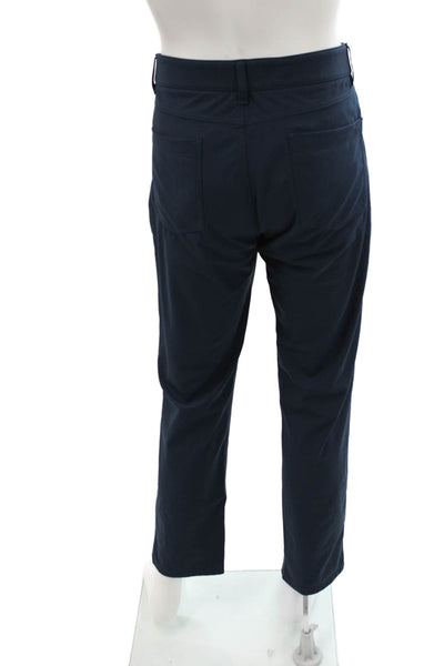 Johnnie-o Mens Textured Zip Button Straight Leg Dress Pants Navy Blue Size EUR 3