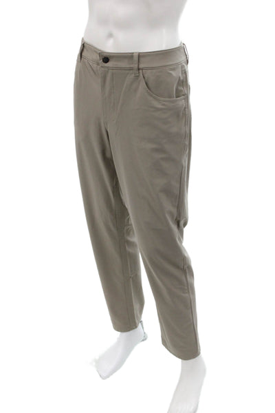 Johnnie-o Mens Textured Zip Button Lined Straight Leg Pants Brown Size EUR 35