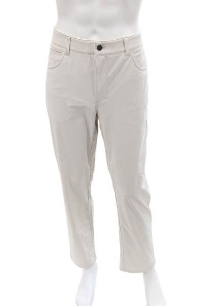 Johnnie-o Mens Textured Zip Button Lined Straight Leg Pants Cream Size EUR 35