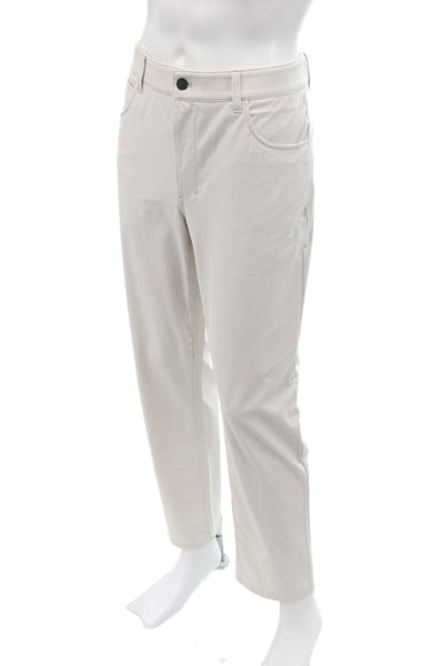Johnnie-o Mens Textured Zip Button Lined Straight Leg Pants Cream Size EUR 35